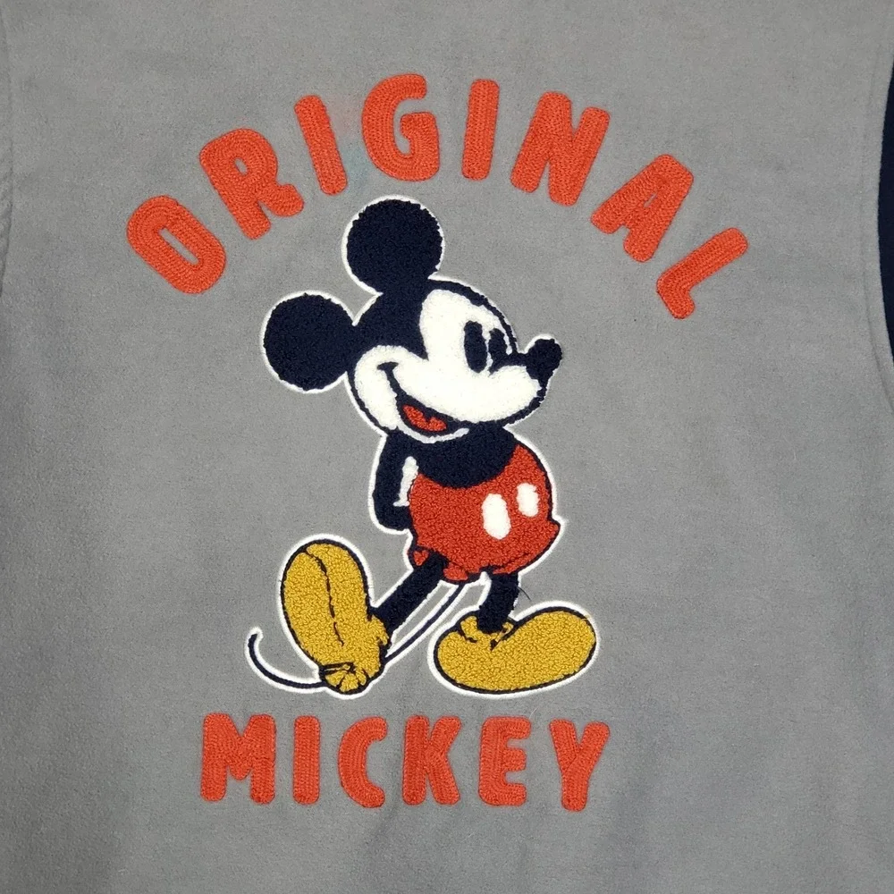 Vintage Disney Mickey Mouse Varsity Jacket Gray Blue Colorblock Kids Size XL